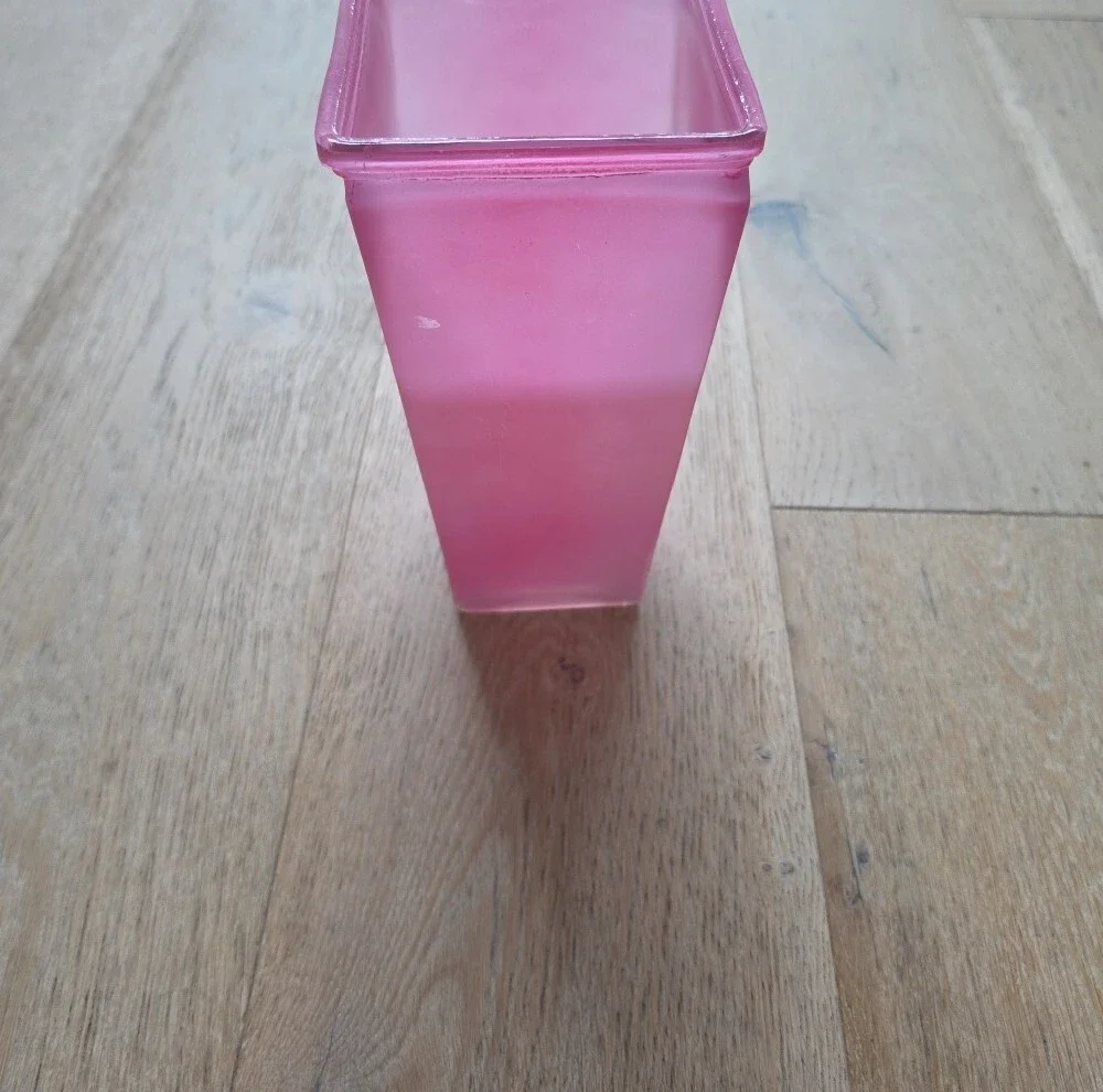 Pink Frosted Square Glass Vase